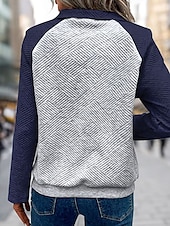 olcso Texturált kapucnis pulóverek és melegítők-női pulóver alkalmi utcai dailywear v nyak patchwork gombok zseb hosszú ujjú sötétkék ősz tél