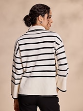 economico maglione da donna-Per donna Felpa A collo alto A coste Maglia Misto lana A campana Autunno inverno Casual / quotidiano Casual quotidiano Manica lunga Banda Bianco S M L