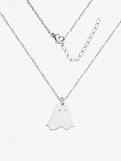 お買い得  ハロウィンアクセサリー-ハロウィンをテーマにした女性用ステンレススチールペンダントネックレス。カボチャとゴーストのチャームが特徴で、コスチュームパーティーやお祝いの行事に最適です。