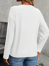 billiga Konst &amp; Design t-shirt-Dam T-shirt Fjäder Ledigt Långärmad Rund hals Vanliga toppar Dagligen Mönster Vit Vår Höst