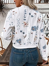 preiswerte Blazer &amp; Anzüge-Damen Jacke Party Zip Blumen Windundurchlässig Modisch Regular Fit Oberbekleidung Langarm Herbst Weiß S