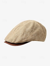 preiswerte Herrenhüte-Herren-Baskenmütze, klassische Schiebermütze aus Tweed – Herrenmütze im Vintage-Stil mit Lederschirm, perfekt für die Freizeit und Outdoor-Aktivitäten