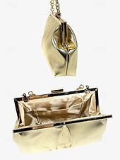 levne Psaníčka a kabelky na večer-elegantní dámská zlatá metalická spojka s plisovaným designem a řetízkovými pásky - ideální pro večerní akce a formální příležitosti