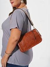 billige Crossbody-vesker-brun skulderveske i imitert skinn for kvinner med justerbar mønstret stropp - stilig crossbody-veske for casual og boho chic looks