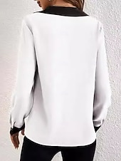 preiswerte Damen Einfache Oberteile-Damen Hemd modern Langarm Regular Tops Hemdkragen Arbeit schwarz weiß grün khaki Frühling Herbst Winter