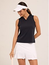 cheap Women&#039;s Shirt-Polo Shirt for Tennis Black Sleeveless Shirt Ladies Golf Attire Clothes Outfits Wear Apparel