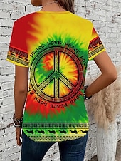 billige Tie Dye og Gradient t-skjorte-dame t-skjorte stilig uformelt trykk kortermet vanlige topper v-hals daglig grønn sommer