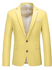 billiga Herrars klassiska kavajer-Herr Studenten Cocktailklädsel Kavaj Ceremoni Bröllopsfest Affärskläder Mode Ledigt Vår &amp; Höst Polyester TR Slät Ficka Ledigt / vardag Enkelknäppt Blazer Ljusrosa Gul Rodnande Rosa Kungsblå