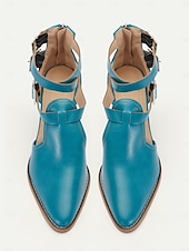 billiga Block Heels-Dam Klackar Utomhus Dagligen Blockera hälen Spetsig tå Ledigt Minimalism Imitationsläder Spänne Blå Brun