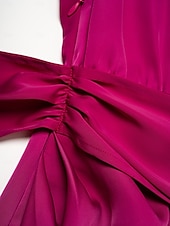 cheap Party Dress-Satin Knotted Wrap Drop Shoulder Maxi Dress