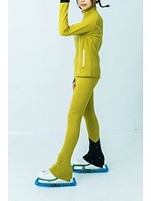 economico Abbigliamento da Allenamento di Pattinaggio Artistico-Giacca in pile per pattinaggio artistico Pantaloni da pattinaggio artistico Giacca con pantaloni da pattinaggio artistico Per donna Ragazze Pattinaggio sul ghiaccio Giacca Collant Abiti Nero / giallo