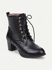levne Cowboy &amp; Western Boots-dámské hnědé šněrovací viktoriánské boty se středním podpatkem - ideální pro běžné nošení, outdoorové aktivity a víkendové výlety