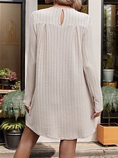 cheap Jumper Dresses-Women&#039;s Sweater Dress Mini Dress Ribbed Warm Casual Crew Neck Long Sleeve Khaki Color
