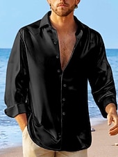 economico camicie casual da uomo-Per uomo Camicia Camicia in raso Camicia casual Camicia con Bottoni Camicie sbottonate Nero Bianco Blu Rosso Verde Manica Lunga Semplice Bavero Vacanza Quotidiano Abbigliamento Cotone Misto Cotone