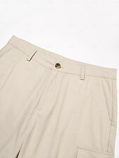 economico Pantaloni Corti Elite da Uomo-Per uomo Shorts Shorts di Lino Pantaloncini Estivi Tasca Frontale Gamba Dritta Semplice Comodità Traspirante Lunghezza al ginocchio All&#039;aperto Vacanza Feste Moda Essenziale Cachi