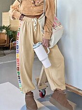 preiswerte Hose-Damen Jogginghose Trainingshose Chinesisch Chino Modisch Ethnischer Stil In voller Länge Hoher Taillenbund Blumen Tasche Elastischer Bund Bequem Weich Komfortabel Mikro-elastisch Outdoor Strasse Khaki