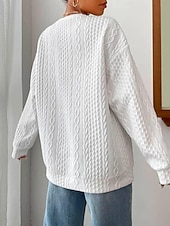 זול הודיות עם מרקם-סווטשירט לנשים אלגנטי וינטג' רגיל לבוש יומיומי קז'ואל עם צווארון צווארון טלאים שרוול ארוך שחור לבן כחול אפור סתיו חורף