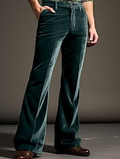 preiswerte Fackel-Herren Anzughosen Ausgestellte Hosen Glockenboden Hose Hosen Anzughose Tasche Glatt Komfort Atmungsaktiv Outdoor Täglich Ausgehen Modisch Brautkleider schlicht Blau Grün