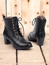 levne Cowboy &amp; Western Boots-dámské hnědé šněrovací viktoriánské boty se středním podpatkem - ideální pro běžné nošení, outdoorové aktivity a víkendové výlety