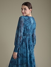 cheap Print Casual Dress-Elegant Floral Chiffon Maxi Wedding Dress