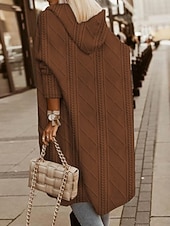 billiga Kappor och trenchcoats-Dam Kappa Bekväm Ficka Ledigt Ensfärgat Dagligen Öppen front Normal Nedvikt Normal Långärmad Ytterkläder Rodnande Rosa Beige Kaffe Vår Höst