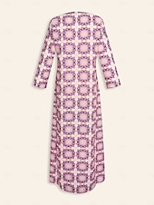 abordables robe décontractée imprimée-robe longue ethnique à col cranté et fleurs