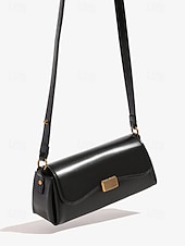 preiswerte Handtaschen und Tragetaschen-Damen Stoffbeutel Aguette Tasche PU-Leder B¨¹ro Einkauf Täglich Schnalle Hohe Kapazität Langlebig Feste Farbe Schwarz Weiß Braun