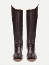 levne Jezdecké boty-Dámské Boty Retro Jezdecké boty Venkovní Práce Denní Mramor Ke kolenům Nýty Přezky Zip Kačenka Oblá špička Vinobraní PU Zip Tmavěhnědá Černá
