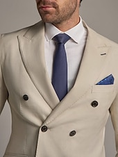 baratos Blazer-Blazer Masculino Bege Casual de Negócios Moda Preppy Jaqueta com Cor Sólida Ajuste Regular Poliéster