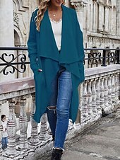 preiswerte Strickjacken und Oberbekleidung-Damen Pullover Jacke Stilvoll Feste Farbe Öffnung vorne Tasche Fledermaus Ärmel Langarm Lange Oberteile Stricken Arbeit Schwarz Wein Herbst Winter