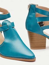 billiga Block Heels-Dam Klackar Utomhus Dagligen Blockera hälen Spetsig tå Ledigt Minimalism Imitationsläder Spänne Blå Brun