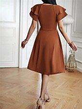 voordelige midi-zwarte jurk-Dames Mini-jurk Zwarte jurk Afstudeerjurk Casual jurk A lijn jurk Streetwear Basic Casual Vakantie Straat Feestdagen Normale pasvorm Korte mouw V-hals Zwart Bordeaux Marineblauw blauw Zomer