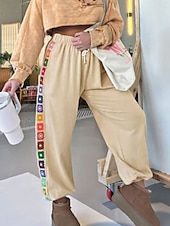 preiswerte Hose-Damen Jogginghose Trainingshose Chinesisch Chino Modisch Ethnischer Stil In voller Länge Hoher Taillenbund Blumen Tasche Elastischer Bund Bequem Weich Komfortabel Mikro-elastisch Outdoor Strasse Khaki