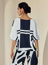 economico Bluse e camicie-camicia in raso di seta manica ungherese camicetta grafica fluida