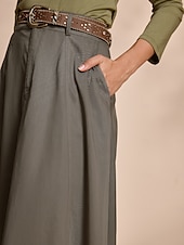economico Gonne semplici-gonna lunga con cintura tascabile in tencel