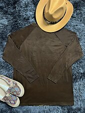 levne Boho tričko-dámské tričko vintage ležérní tisk s dlouhým rukávem běžné topy v krku dovolená víkend armáda zelená šedá jaro podzim
