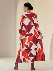 abordables Robes décontractées-Robe longue décontractée à col en Y en mousseline de soie à motifs géométriques