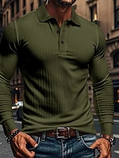  Per uomo Maglia da golf Polo da Golf Casuale Lavoro Bavero Manica Lunga Essenziale Moderno Semplice Bottoni Primavera & Autunno Vestibilità regolare Bianco Maglia da golf