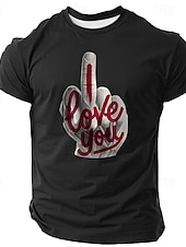 cheap Men&#039;s Funny T shirts-Men&#039;s Rude Offensive Middle Finger T shirt Short Sleeve T shirt 3D Print Crew Neck Shirt Fashion Athleisure Street Sports Outdoor Black White Dark Blue Summer Spring Clothing Apparel S M L XL XXL XXXL