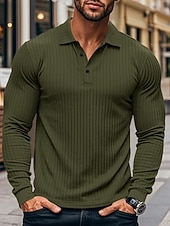 Per uomo Maglia da golf Polo da Golf Casuale Lavoro Bavero Manica Lunga Essenziale Moderno Semplice Bottoni Primavera & Autunno Vestibilità regolare Bianco Maglia da golf