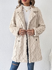 abordables Cardigans et vêtements d&#039;extérieur-Femme Veste décontractée Chaud Confortable Ajustable Mode Couleur unie du quotidien Ouvrir le devant Normal Col rabattu Standard manche longue Vêtements d&#039;extérieur Beige Printemps Automne