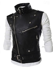 preiswerte Men&#039;s Vest-Herren Weste Lederweste Täglich Verabredung Urlaub Modisch Brautkleider schlicht Frühling &amp; Herbst Tasche Polyester Komfortabel Glatt Reisverschluss Kargen Regular Fit Schwarz Weiß Rote Weste