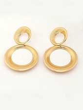 abordables Boucle d&amp;#39;oreille pour femme-boucles d&#039;oreilles pendantes élégantes en alliage doré pour femmes avec un design circulaire texturé - bijoux de déclaration légers