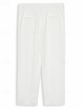 cheap Loose-Men&#039;s Dress Pants Trousers Slacks Suit Pants Waffle Pants Front Pocket Straight Leg Plain Comfort Full Length Business Daily Holiday Fashion Chic &amp; Modern Black White Stretchy