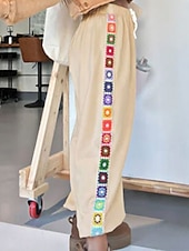 preiswerte Hose-Damen Jogginghose Trainingshose Chinesisch Chino Modisch Ethnischer Stil In voller Länge Hoher Taillenbund Blumen Tasche Elastischer Bund Bequem Weich Komfortabel Mikro-elastisch Outdoor Strasse Khaki