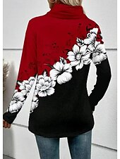 preiswerte Damen Grafik Tops-Damenbluse stilvoll modern langarm normale Oberteile Arbeit Alltag rot Frühling Herbst