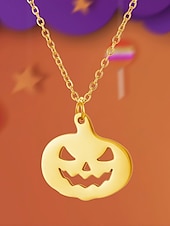 お買い得  ハロウィンアクセサリー-ハロウィンをテーマにした女性用ステンレススチールペンダントネックレス。カボチャとゴーストのチャームが特徴で、コスチュームパーティーやお祝いの行事に最適です。