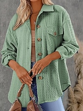 abordables Blazers y Trajes-Mujer Vacaciones Botón Color sólido Transpirable Moda Holgado Ropa de calle Manga Larga Primavera Rosa S