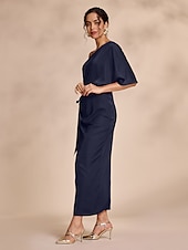 cheap Party Dress-Satin Knotted Wrap Drop Shoulder Maxi Dress