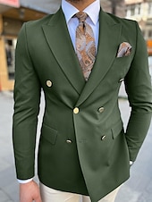 economico Blazer e Giacca-Blazer office preppy casual per uomini giacca colore solido vestibilità regolare taglio sartoriale a doppio petto sei bottoni verde militare nero bianco blu navy